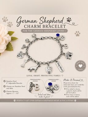 German Shepard Charm Bracelet Dog